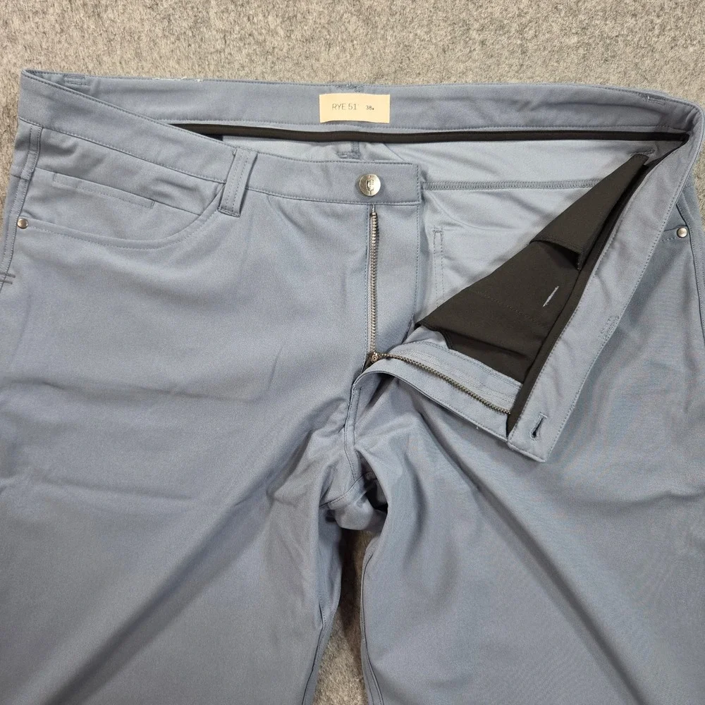 Rye 51 Voyager Techknit Pants Mens 38 Blue Gray Milo Straight Fit Performance
